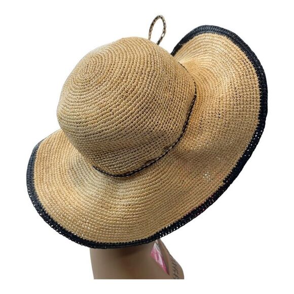 Scala Collezione Women's Natural Fibre Black Trim Wide Brim Sun Hat Tan One Size - Picture 5 of 11